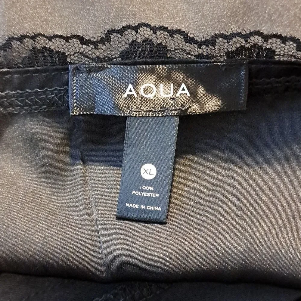Aqua Women's Camisole Black Size XL Lace Trim Adjustable Straps Side Zipper NWOT